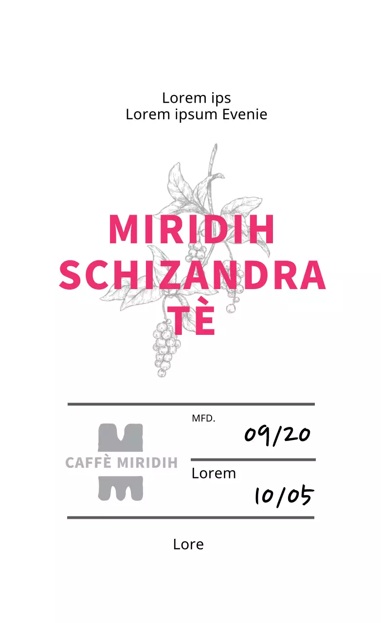 Etichetta per tè da bar con illustrazione rosa