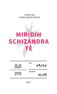 Etichetta per tè da bar con illustrazione rosa