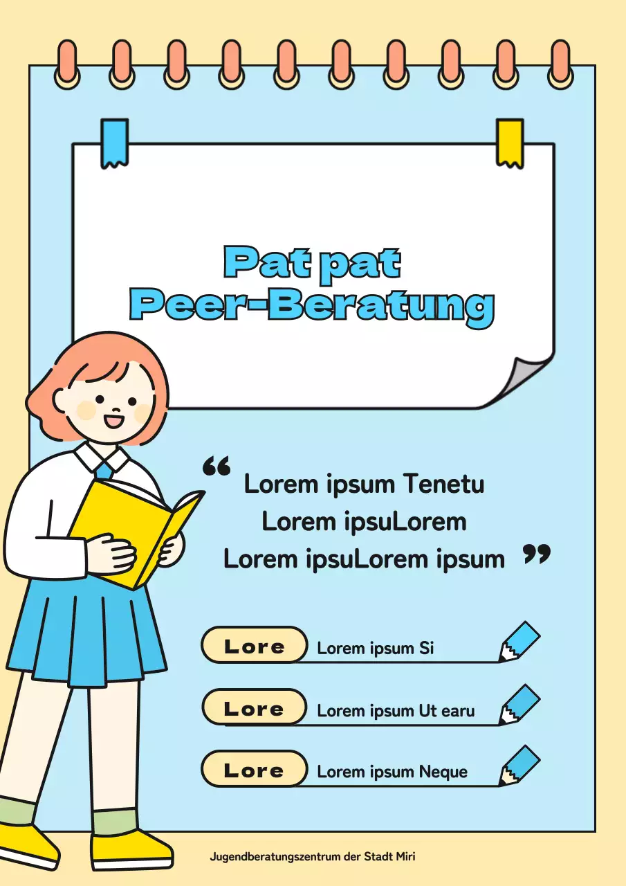 Niedliche Illustration in Hellblau und Gelb Suche nach Peer-Beratern