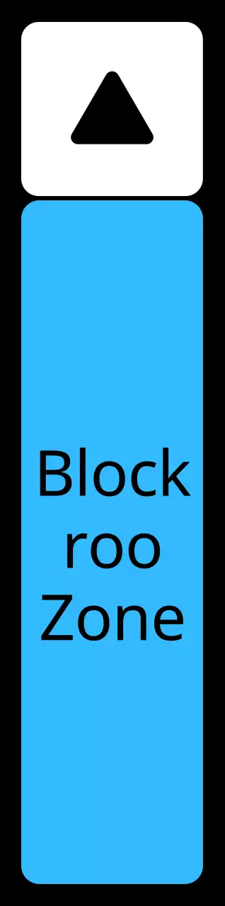 Ein einfacher Zonenführer mit grünem, blauem, violettem Text und dreieckiger, quadratischer Geometrie