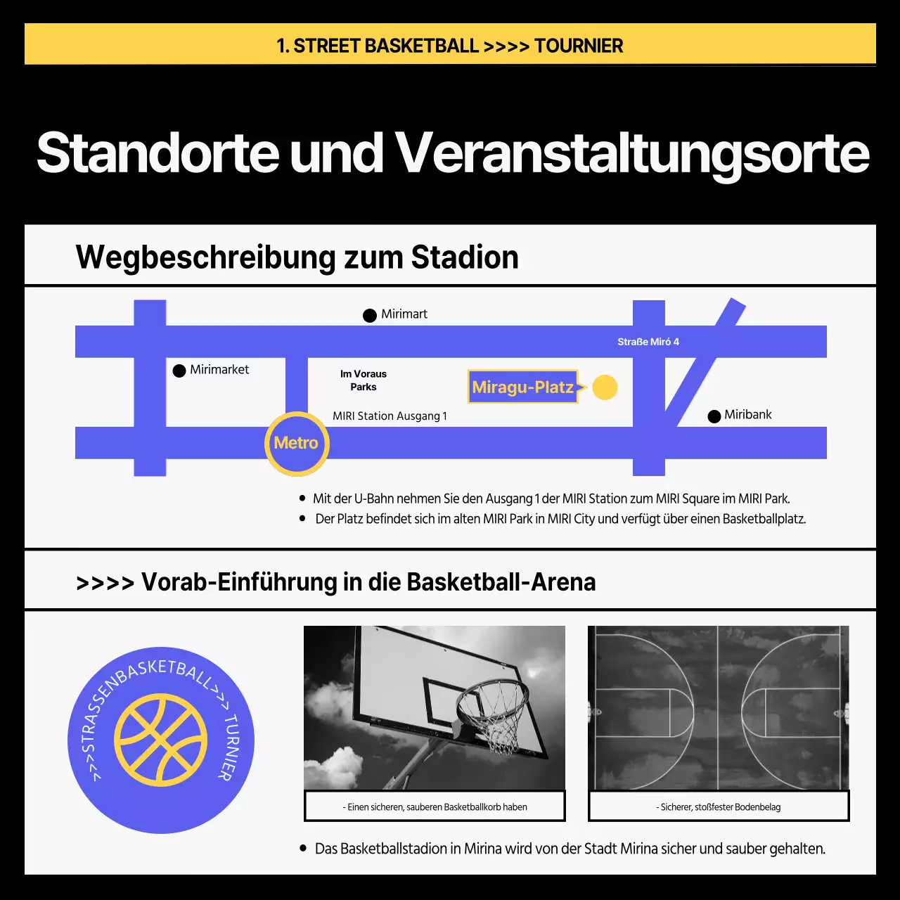 Starker Streetbasketball in Lila und Gelb