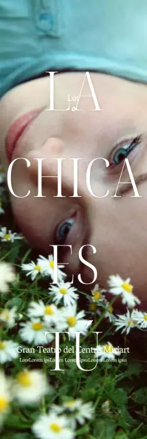 Una película teatral con una emotiva foto de la protagonista femenina y un diseño tipográfico limpio y audaz.