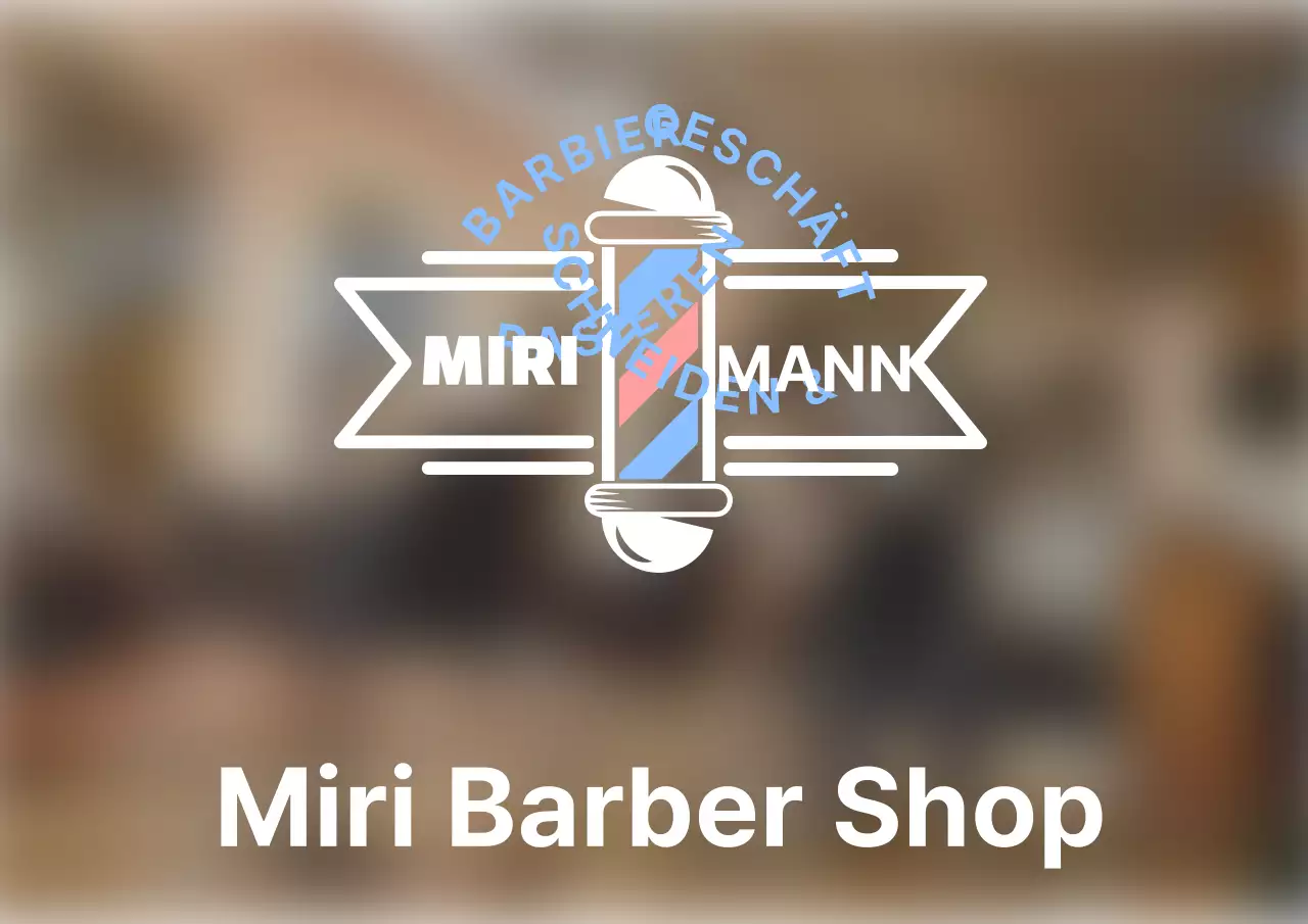 Barbershop-Design mit klaren Illustrationen in Weiß und Blau