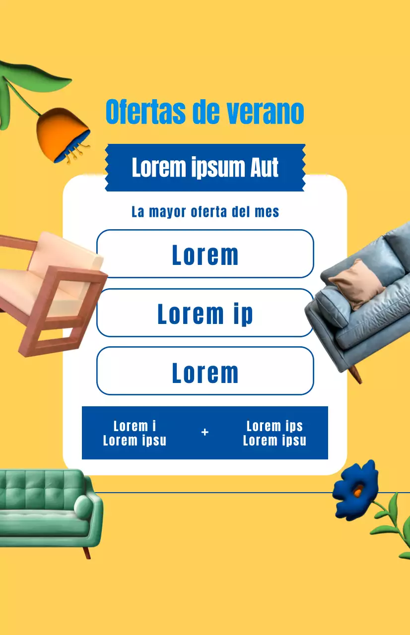 Promocione una venta de muebles con un fondo amarillo