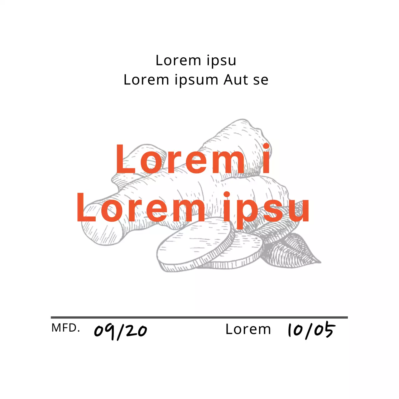 Etiquette de thé au gingembre avec illustration rose