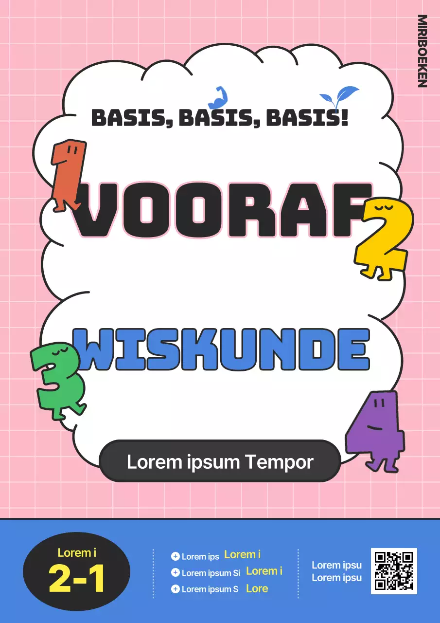 Schattig roze en blauw boek voor lagere wiskunde