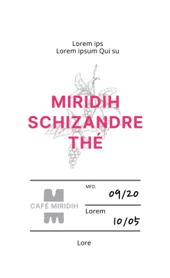 Etiquette de thé de café avec illustration rose