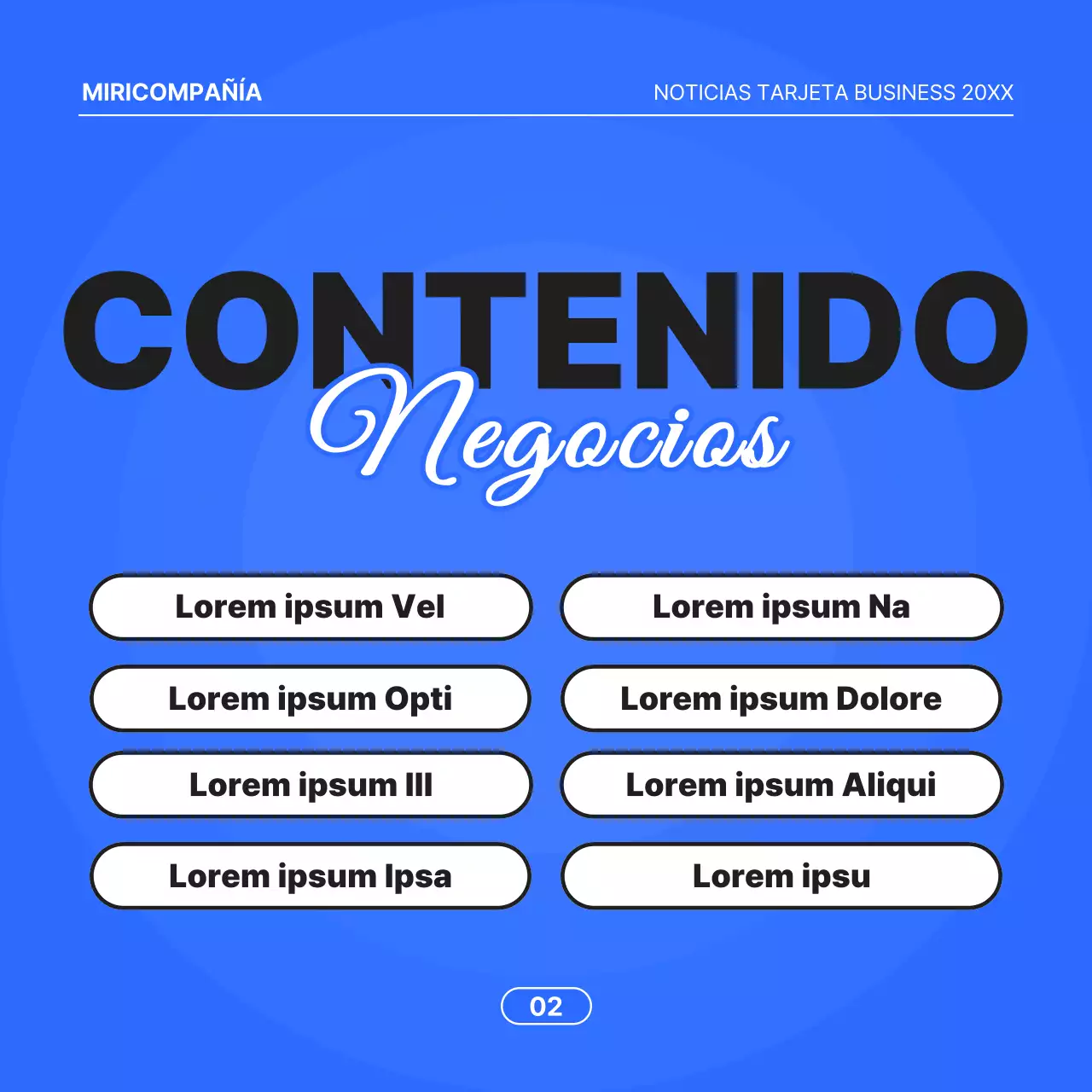 Propuesta de negocio minimalista con fondo azul