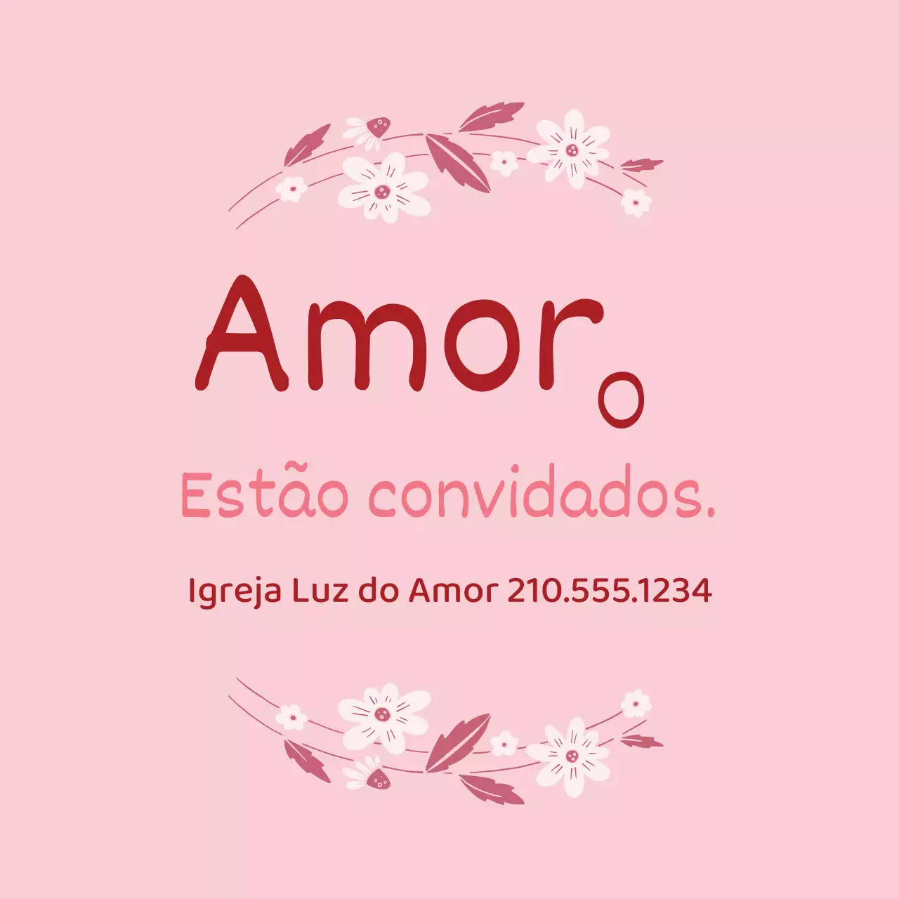 Papel de carta com caligrafia cor-de-rosa para a igreja