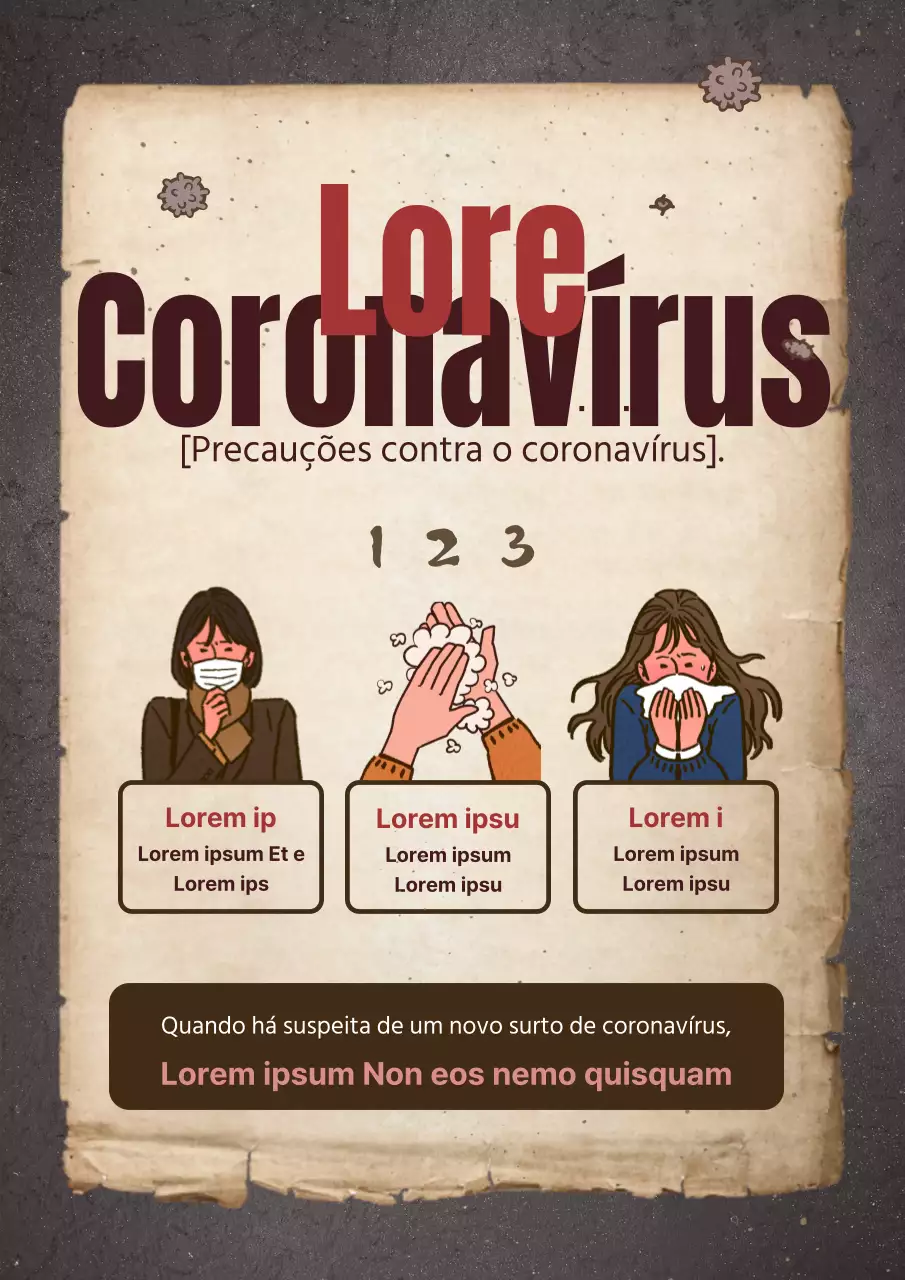 Folheto vintage da campanha de prevenção da gripe em cor bege