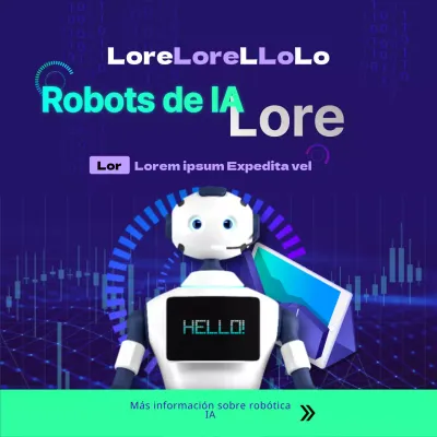 La ciencia futurista AI robot acciones en chartreuse fluorescente y púrpura Instagram feeds