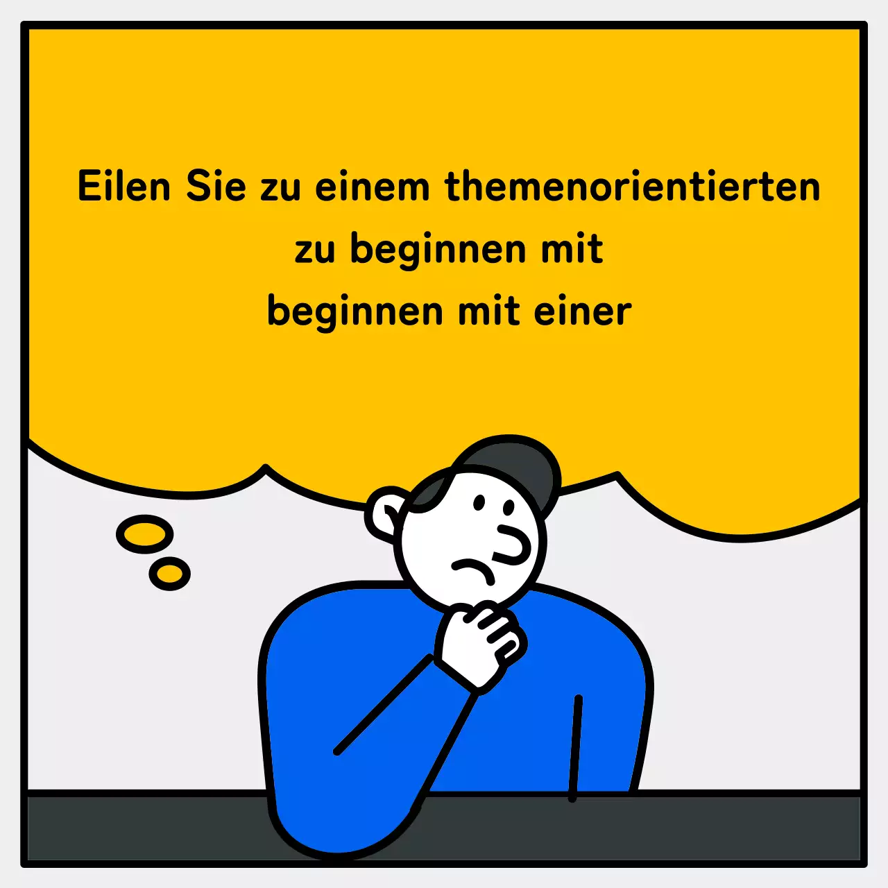 Einfache und niedliche Illustration mit blauen, roten und gelben Akzenten