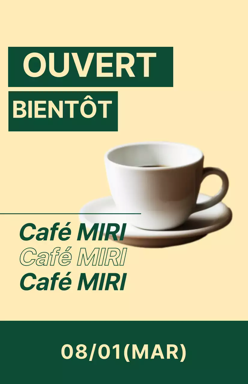  Drapeau pour les fenêtres à venir avec une icône de café sur un fond jaune clair et vert