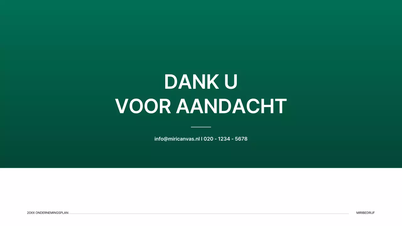 Presentatiepakket voor ondernemingsplan met een indexconcept met kleurverloop in groen