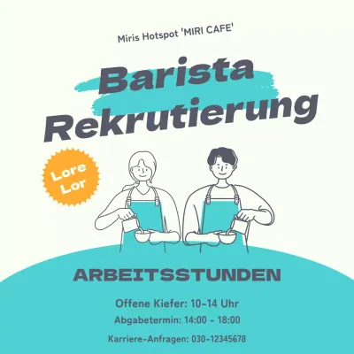 Stellenausschreibung für Mitarbeiter mit hervorgehobenem Text auf einem türkisfarbenen Punkthintergrund V2