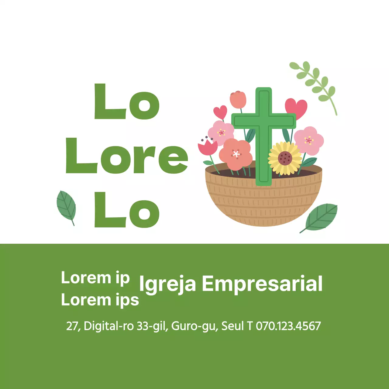 Ilustração simples de uma igreja em verde claro