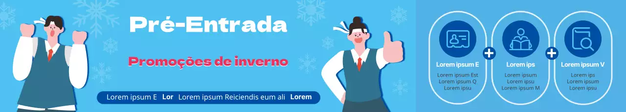 Azul Vermelho inverno Ilustração Admissões Promoção Escolar