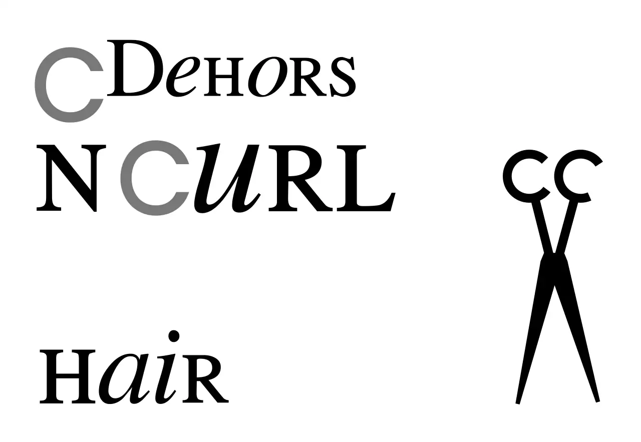 Enseigne de magasin d'aspect classique avec un texte en blanc et noir sur le salon de coiffure et une illustration de ciseaux.