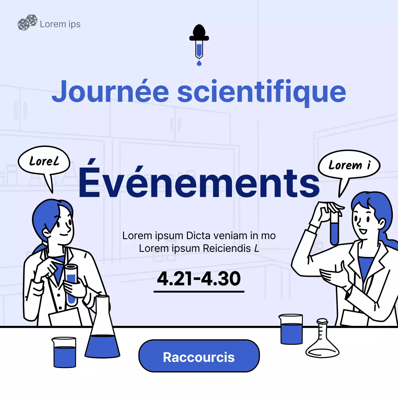 Vente de la Journée de la science avec le concept du laboratoire bleu