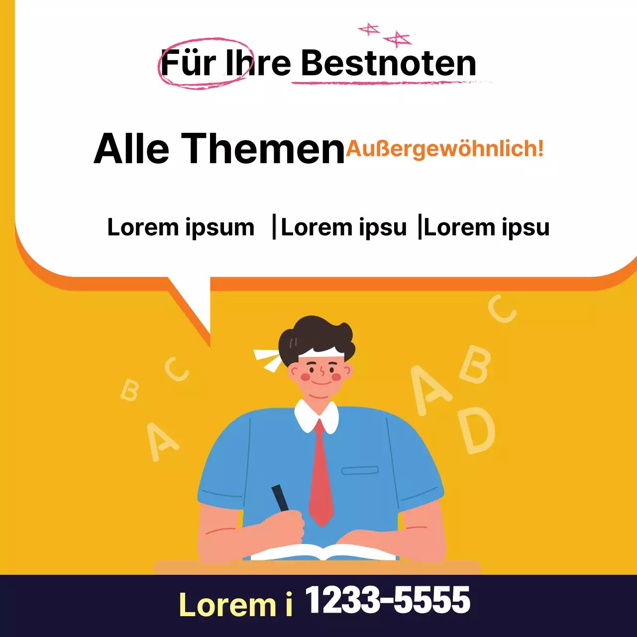 Gelbe Illustration niedliche Schule Vortrag Werbung
