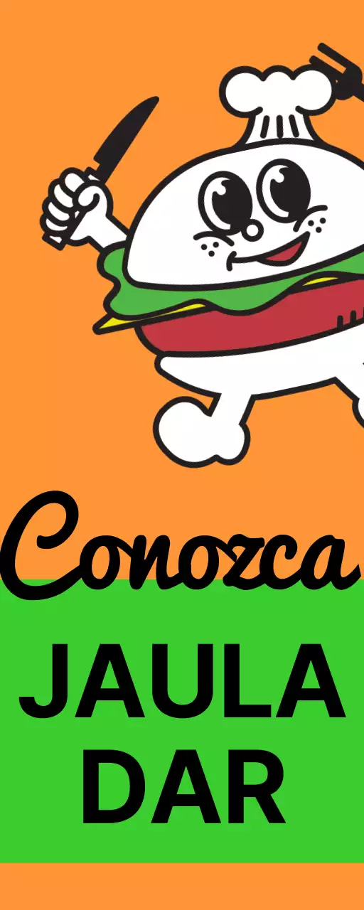 Cartelería exclusiva en la tienda con texto multicolor Meal Burger y simpáticos personajes de hamburguesas.