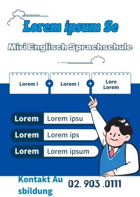 Förderung der Illustrationsschule für blaue Schriftzeichen