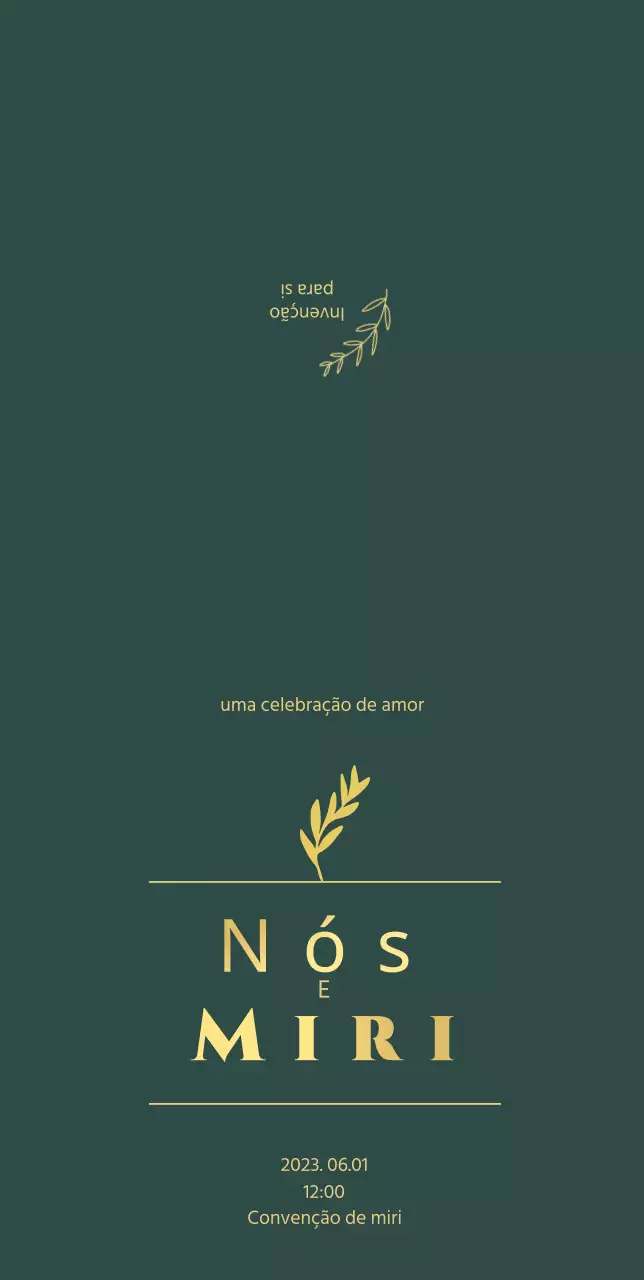 Convite de casamento com os nomes dos noivos num degradé dourado