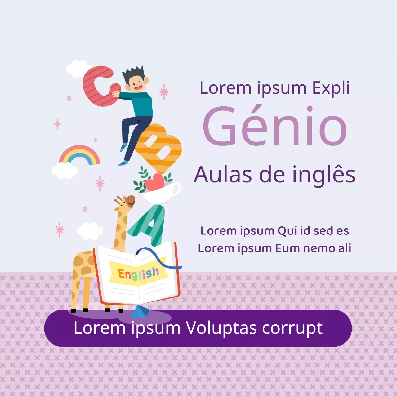 Promoção da educação na escola de língua inglesa Bora Illustrated