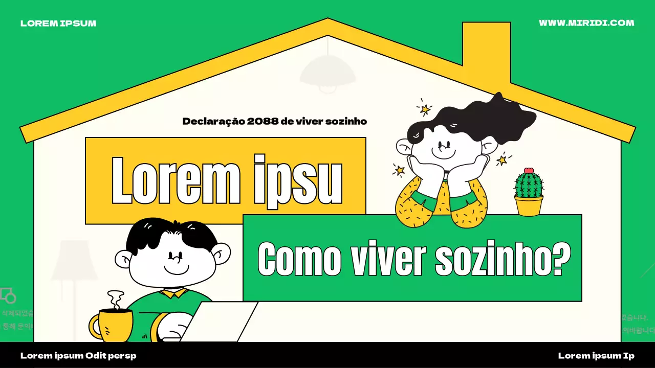 Apresentamos o bonito tema de ilustração de uma casa verde e amarela para uma pessoa