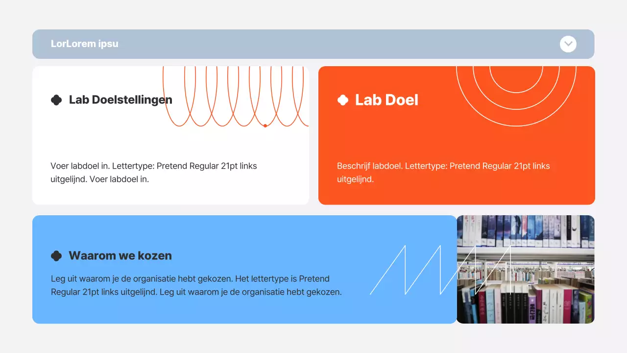 Labrapport met blauwe en oranje kaders