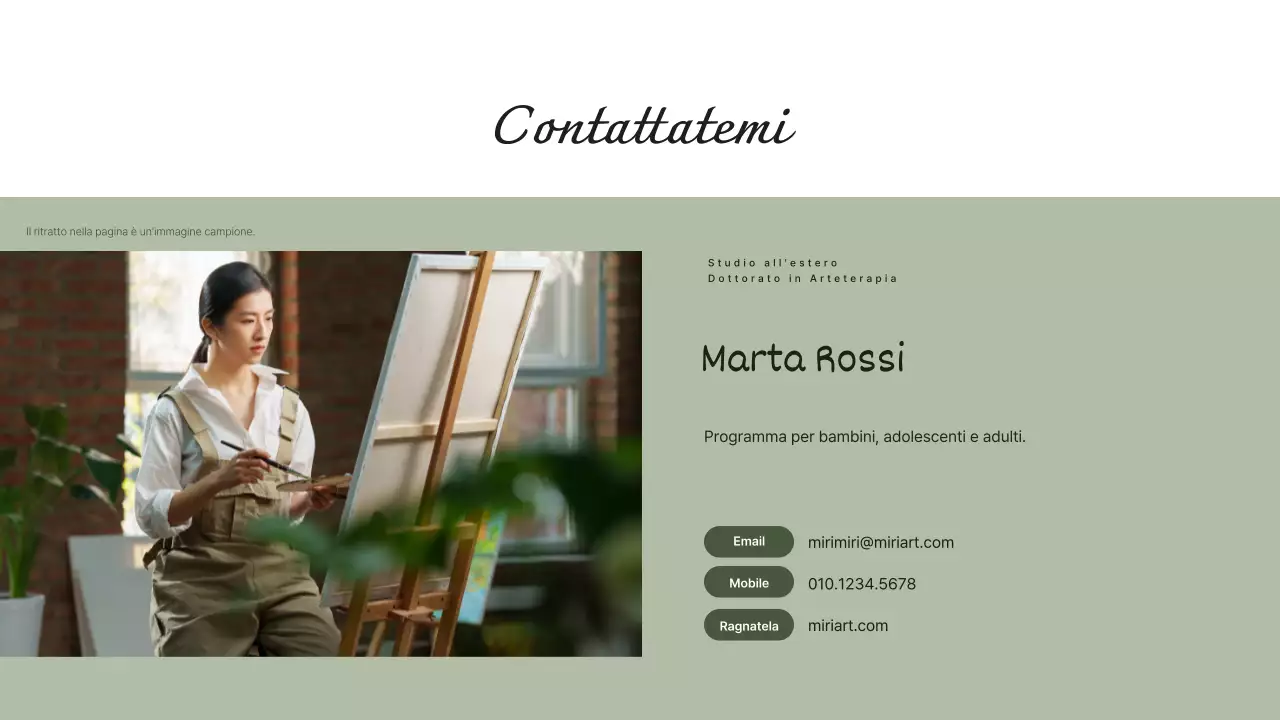 Portfolio del docente di psicologia dell'arte verde e semplice