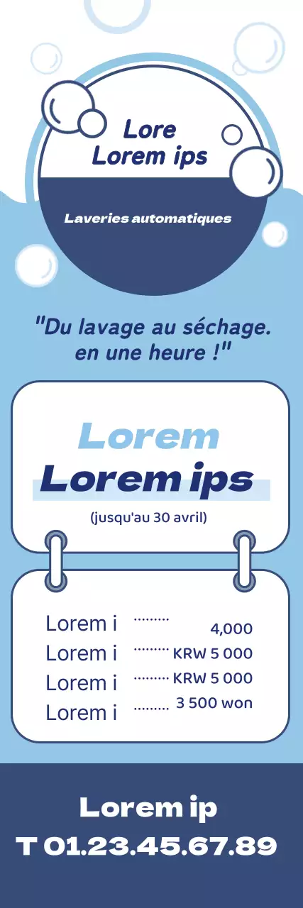 L'illustration bleue promeut une laverie propre