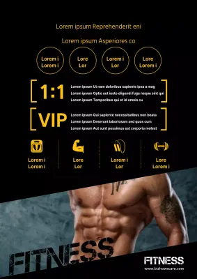 Werbung für Fitness mit schwarz-gelben Fotos von Bodybuildern