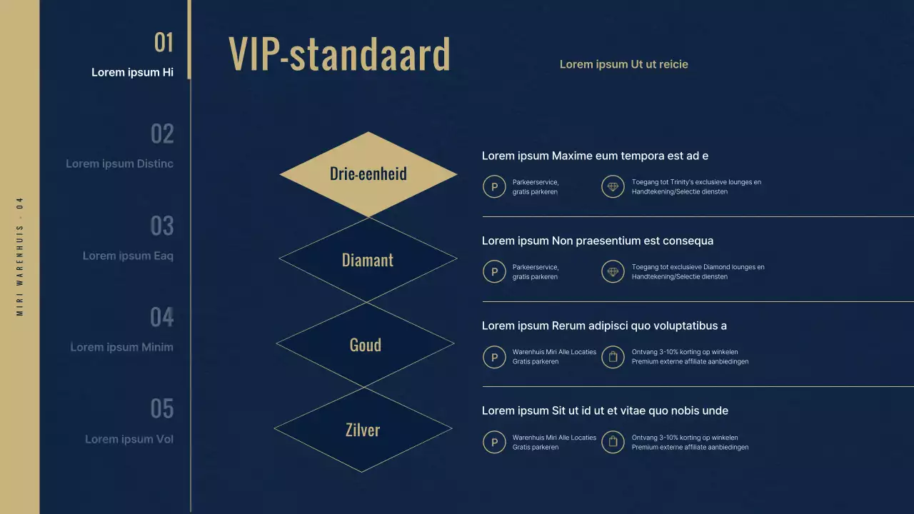 VIP Club in het luxe warenhuis in marineblauw