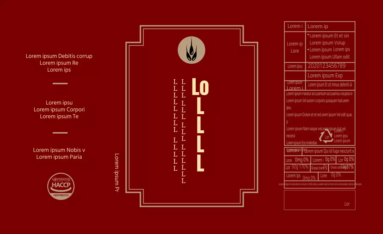 Etiqueta informativa del aceite retro con sabor a guindilla de color beige rojizo