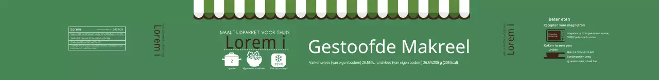 Groen illustratie-etiket voor Huangtai zeevruchtensoep