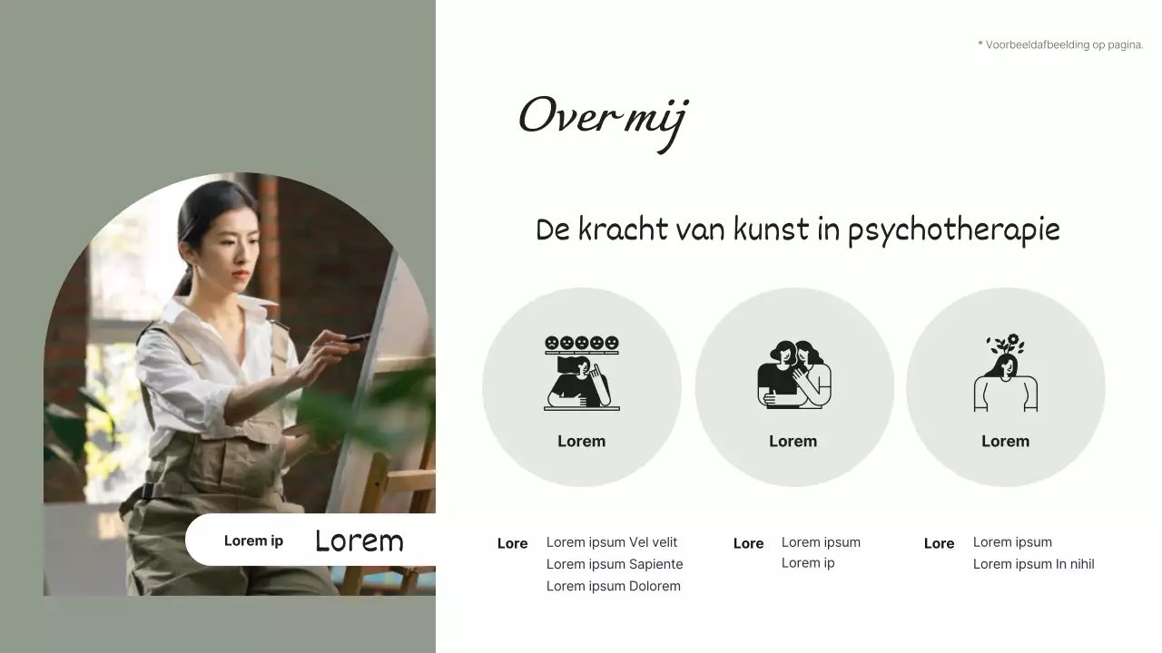 Groen en eenvoudig portfolio docent kunstpsychologie