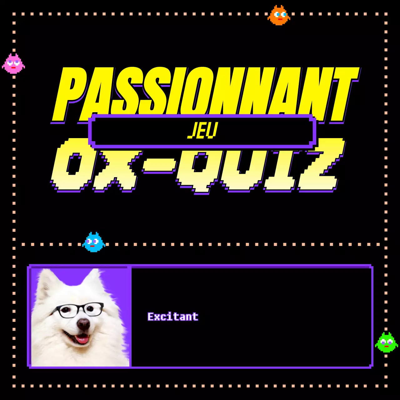 Jeu classique mignon en violet-noir-jauneConcept OXQuiz