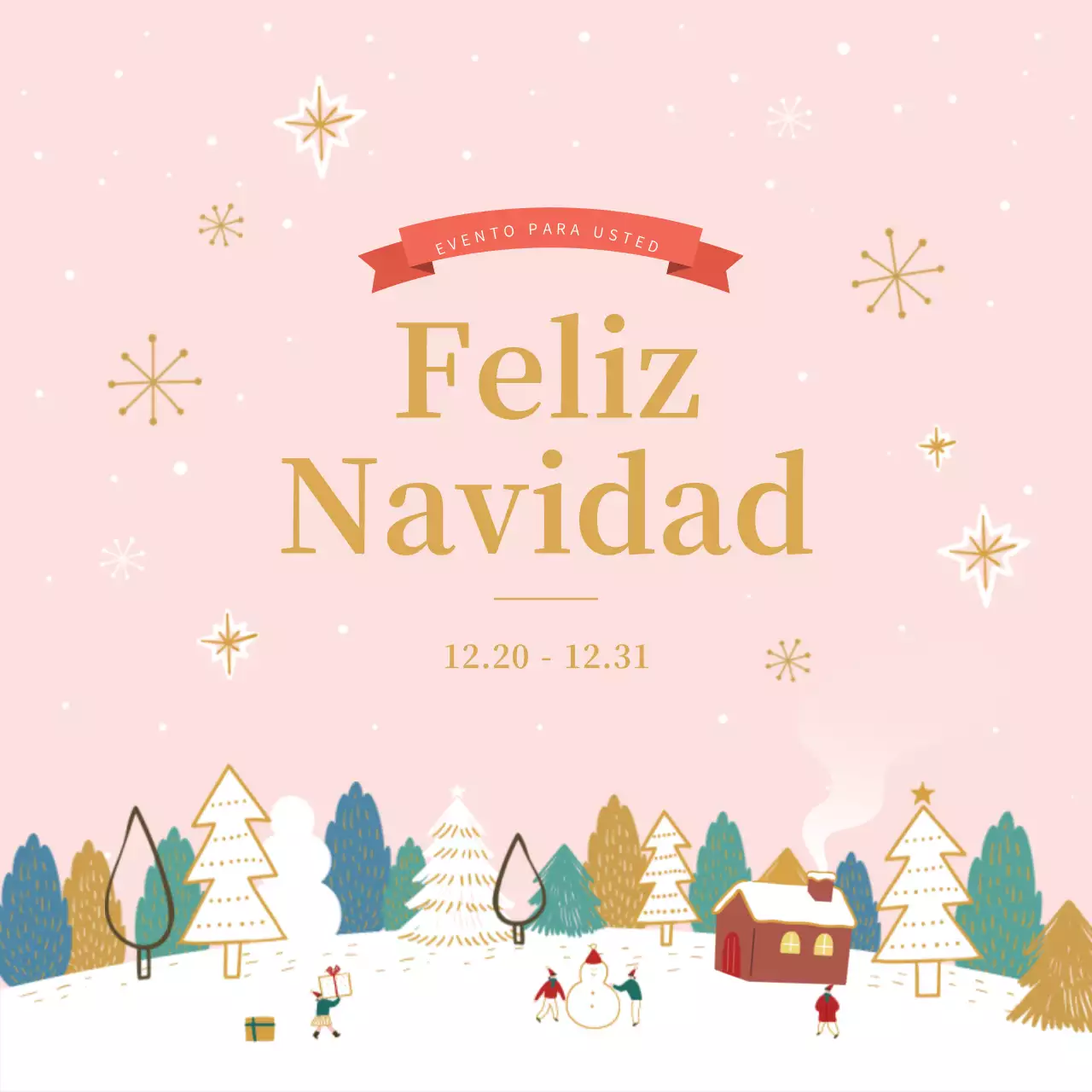 Banderola de Navidad en rosa y amarillo