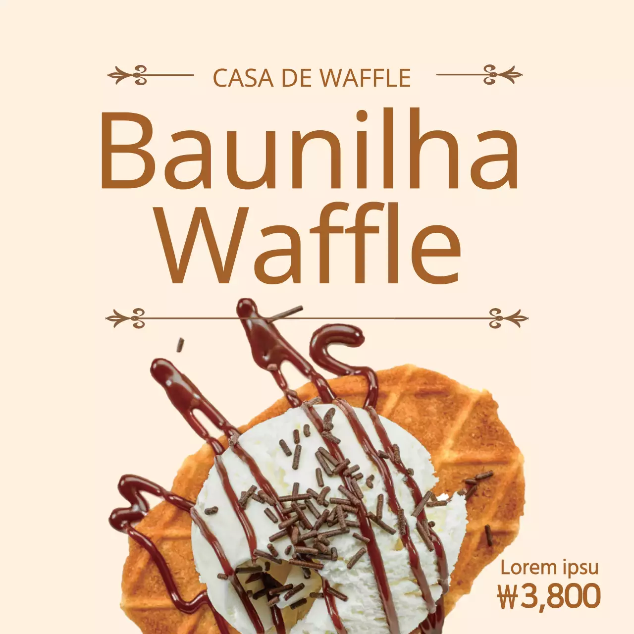 Promover o menu de waffles de um restaurante vintage com fotografia castanha