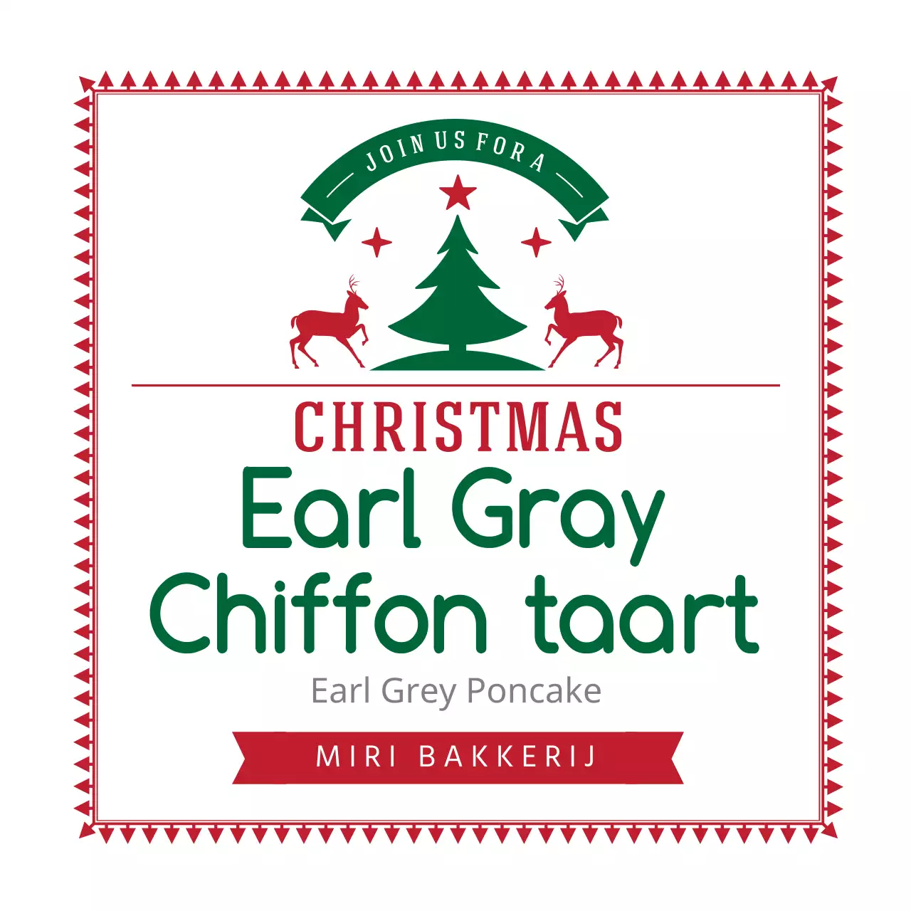 Kerstbakkerij-etiketten met rode en groene illustraties