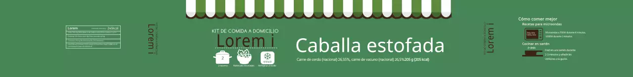 Etiqueta con ilustración verde para la sopa de marisco Huangtai