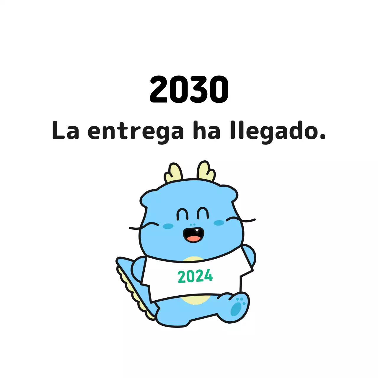 Simpática etiqueta de felicitación de Año Nuevo con ilustración en blanco
