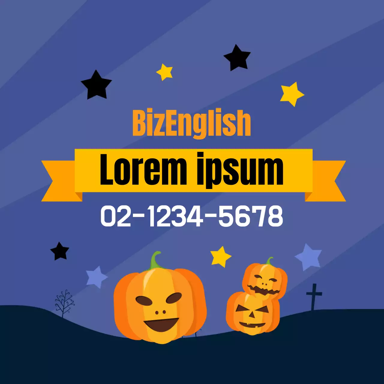 Laranja Amarelo Ilustração Halloween Escola de Inglês Promoção