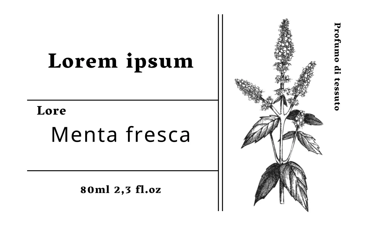 Etichetta di profumo bianca semplice e illustrata