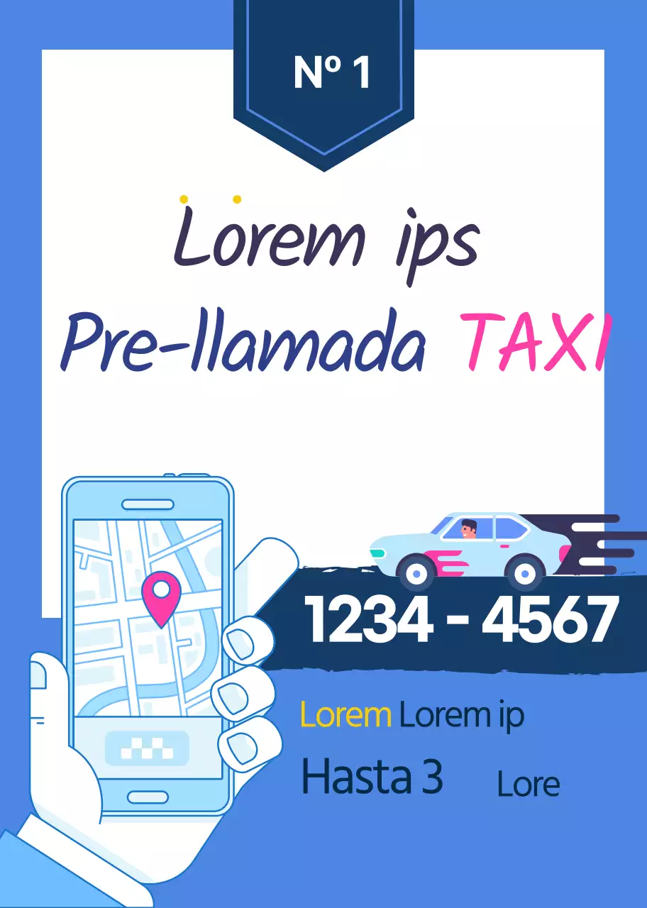 Ilustración de la línea azul Llamar a la promoción de taxis