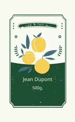 Vert Jaune Illustré Yuzu Bleu Étiquette faite à la main