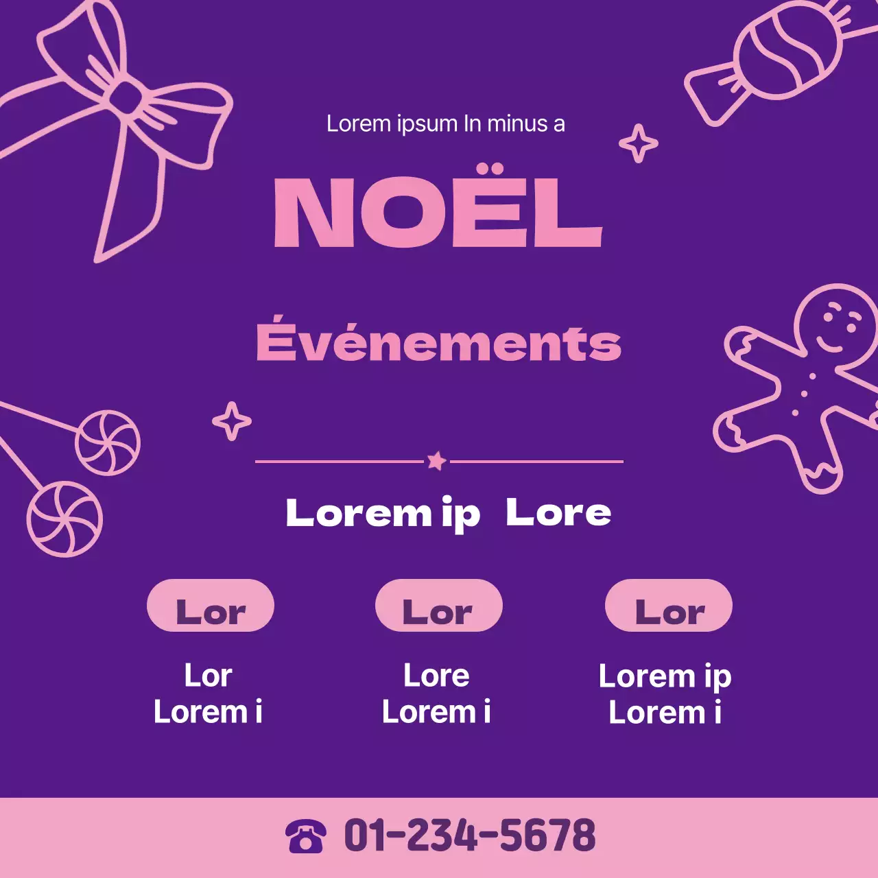 Purple Pink Illustration Christmas Party Room Promotion