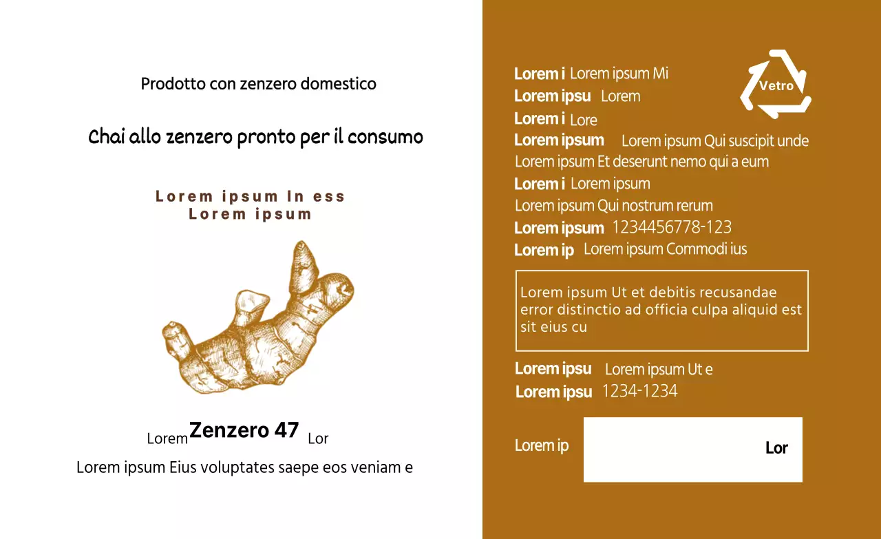 Illustrazione marrone Salsa allo zenzero alimentare Etichetta dettagliata