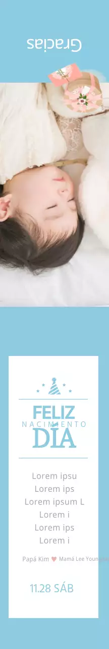 Fiesta de cumpleaños con foto en azul